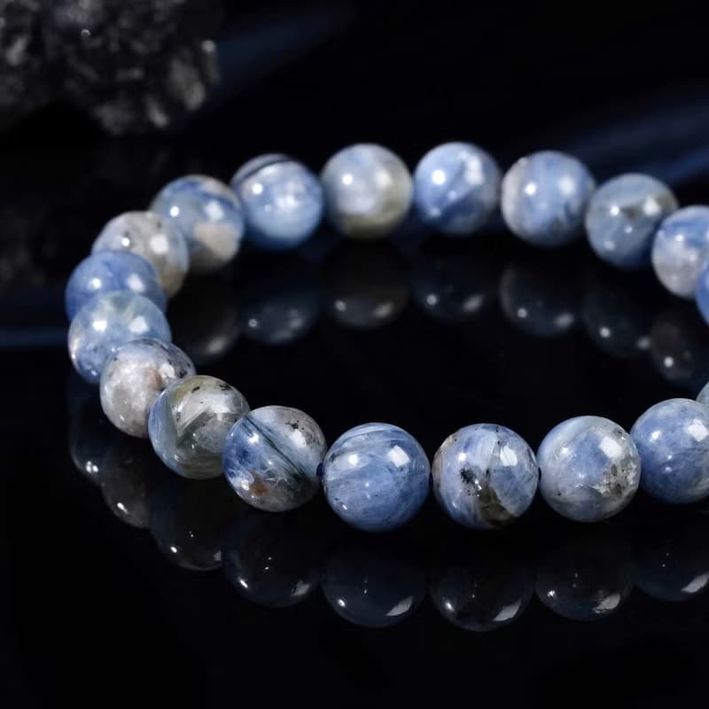 一圖一物│#488 9mm 油畫藍晶水晶手鍊 金祖母晶共生 淨化療癒