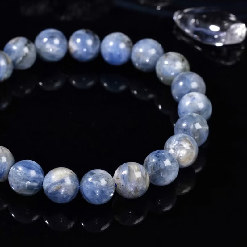 一圖一物│#488 9mm 油畫藍晶水晶手鍊 金祖母晶共生 淨化療癒