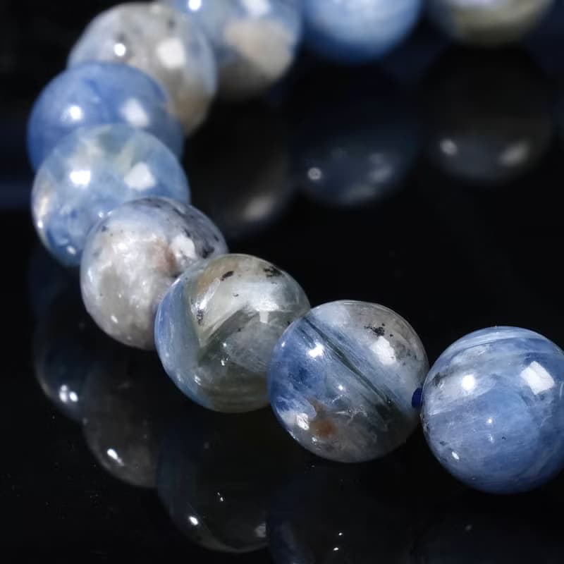 一圖一物│#488 9mm 油畫藍晶水晶手鍊 金祖母晶共生 淨化療癒