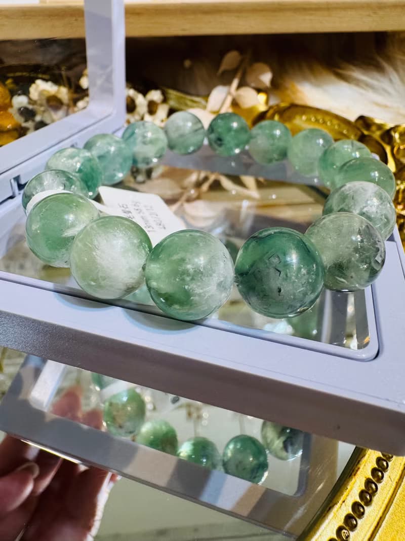 天然羽毛螢石13mm58.60g水晶平衡身心靈舒緩壓力暖宮石