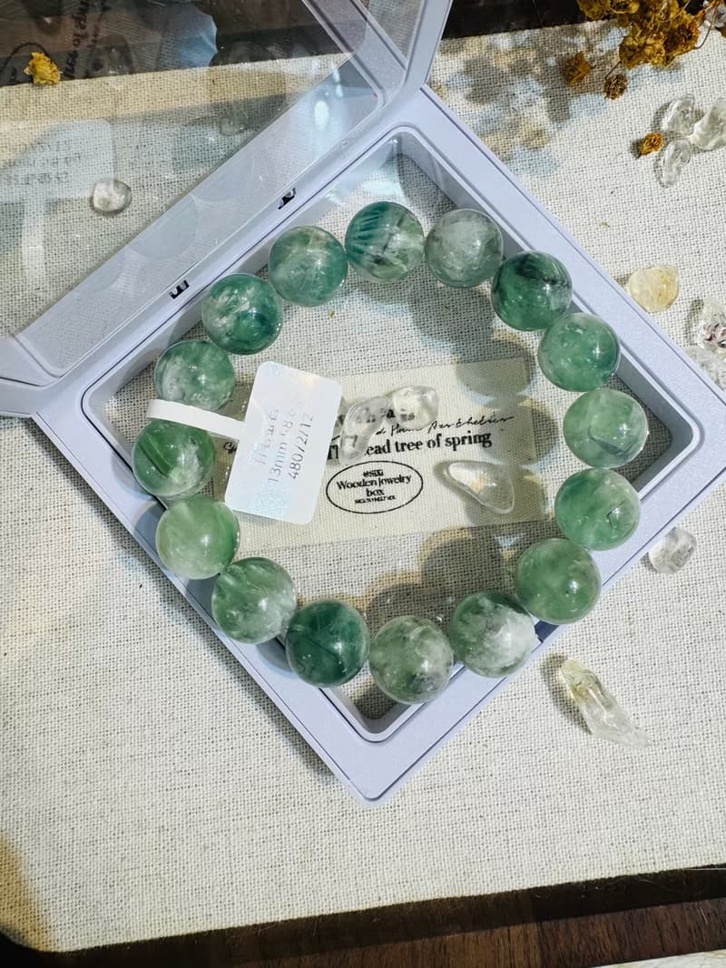 天然羽毛螢石13mm58.60g水晶平衡身心靈舒緩壓力暖宮石