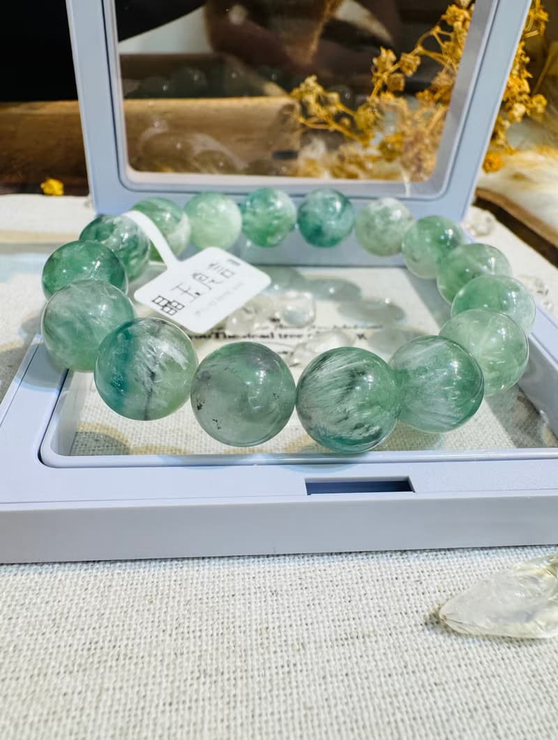 天然羽毛螢石13mm58.60g水晶平衡身心靈舒緩壓力暖宮石