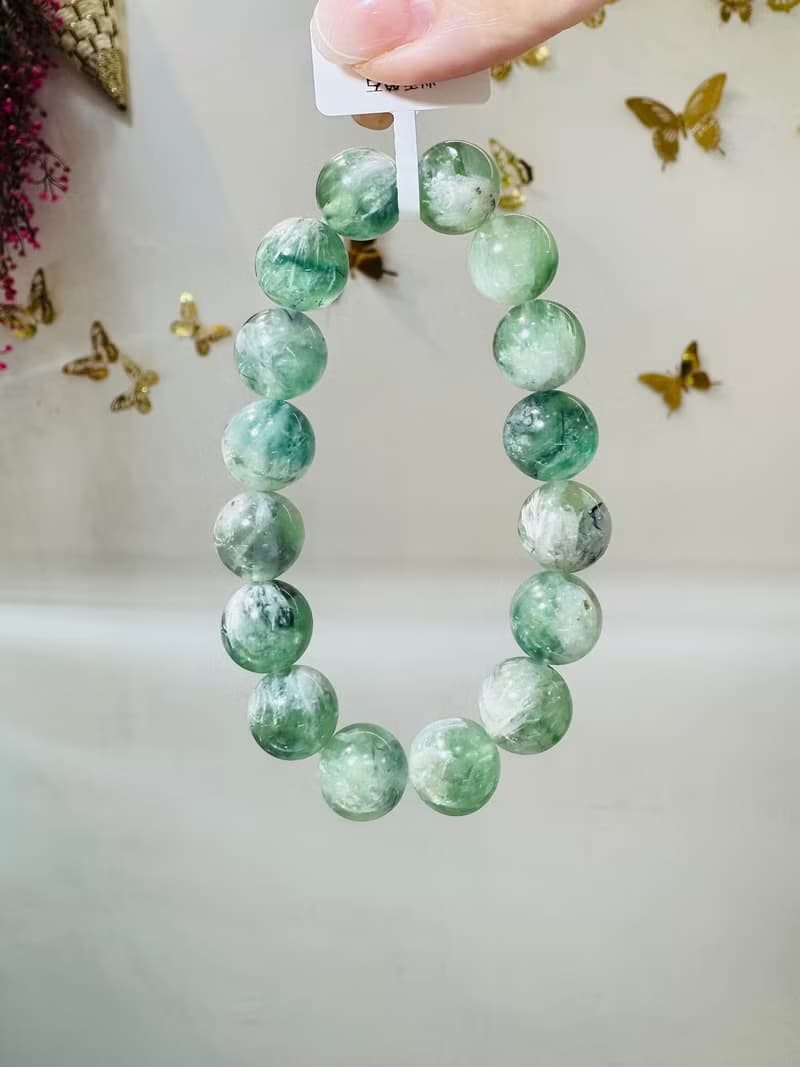 天然羽毛螢石13mm58.60g水晶平衡身心靈舒緩壓力暖宮石