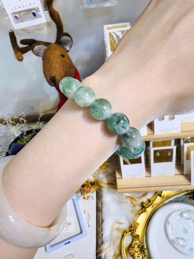 天然羽毛螢石13mm58.60g水晶平衡身心靈舒緩壓力暖宮石