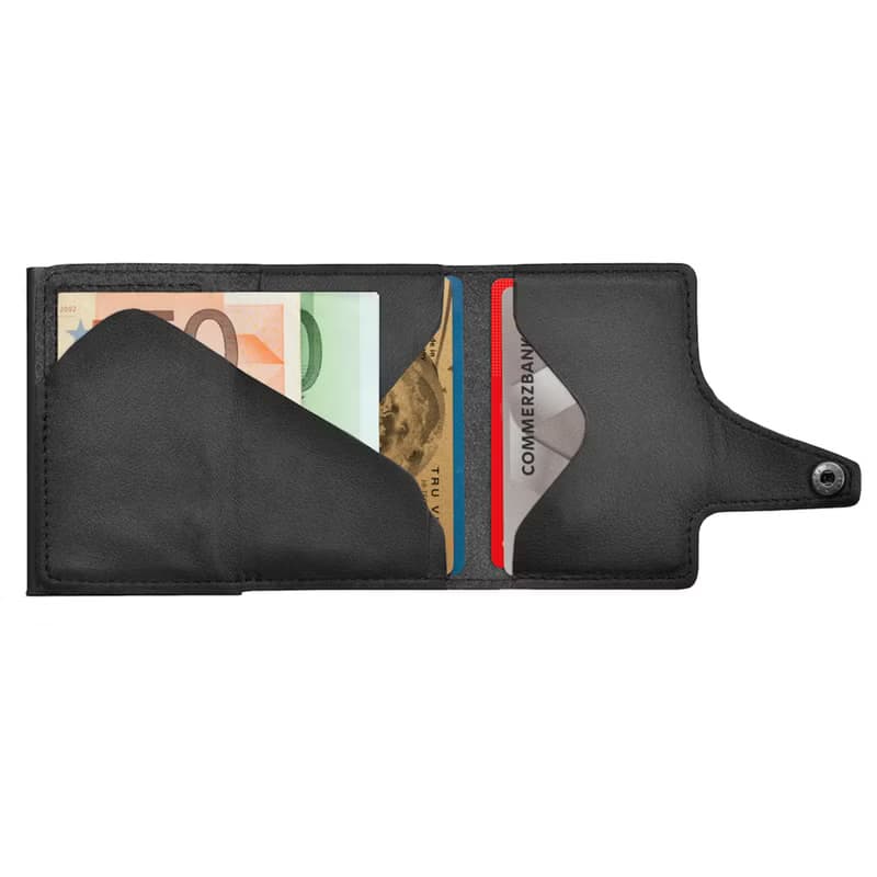 【男女適用】Tru Virtu 黑色Nappa真皮皮革多功能防盜RFID錢包