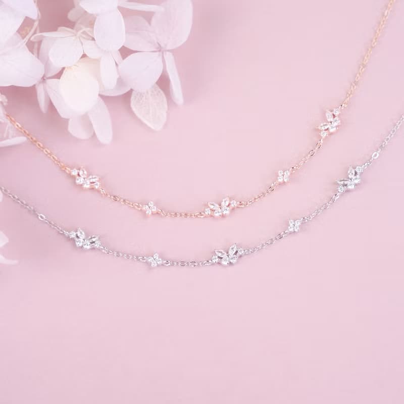 L'amour 花漾蝴蝶手鏈 (白金色)