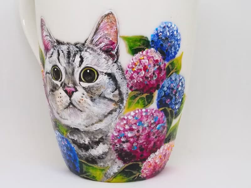 馬克杯系列－繡球花貓貓