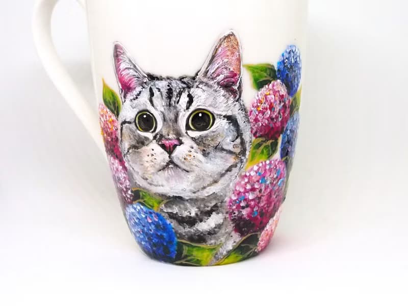 馬克杯系列－繡球花貓貓