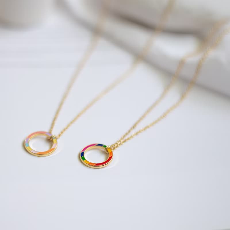 彩虹項鍊  LGBT 鍍k金 項鍊 頸鏈 彩虹 手鍊