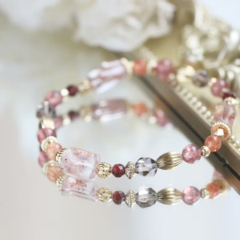 限量。超七原礦 太陽石 石榴石 草莓晶 招財貴人 好人緣 水晶手鍊