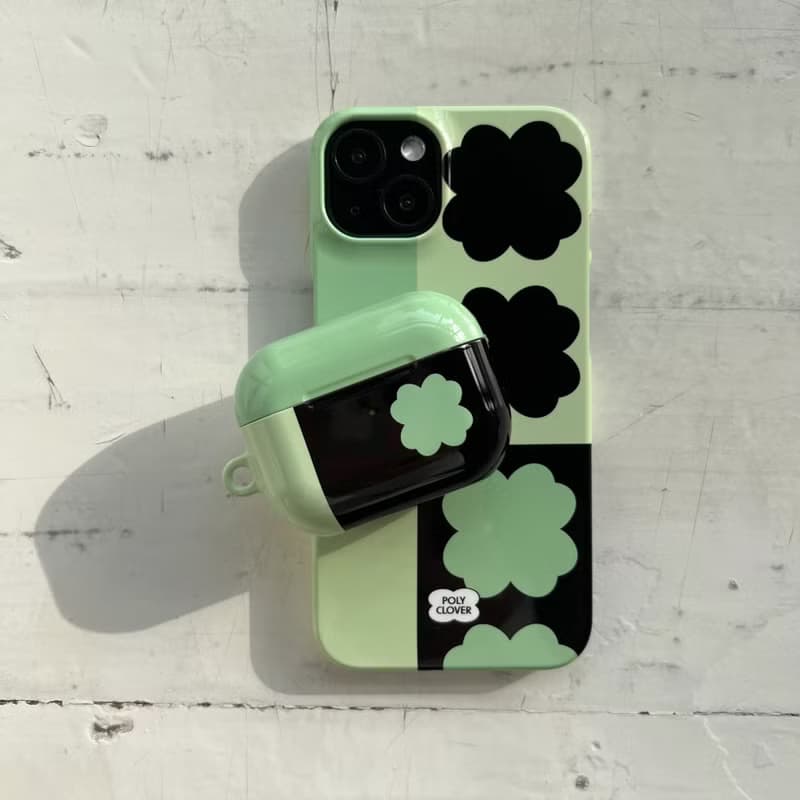 half clover hard iPhone Case (green)