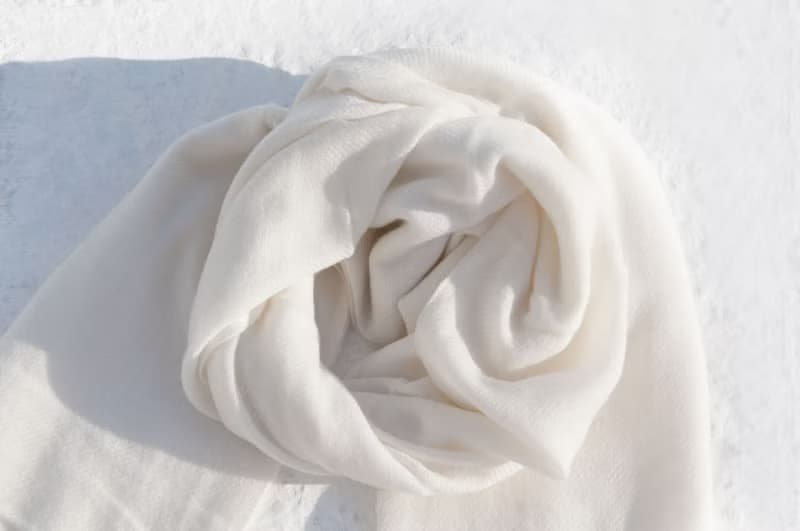 喀什米爾Cashmere/羊絨圍巾/純羊毛圍巾披巾/戒指絨披肩-純淨白色