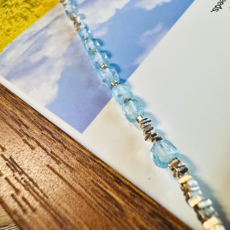 【冰川礦物學】藍托帕 925碎銀子 水晶手鏈 手鍊 訂製