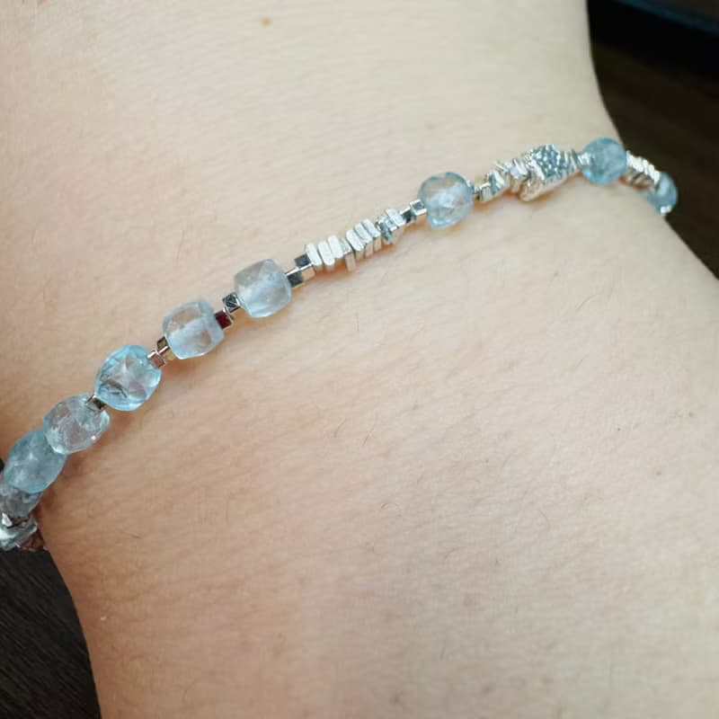 【冰川礦物學】藍托帕 925碎銀子 水晶手鏈 手鍊 訂製