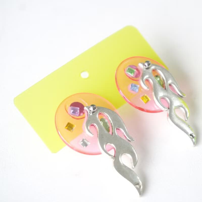 夏日清新撞色甜美少女彩鑽原創手作設計耳環 耳針耳釘耳夾