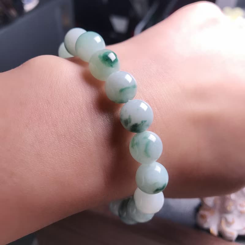 【好運連連】飄藍花翡翠手珠手鍊 | 天然緬甸玉A貨翡翠 | 送禮