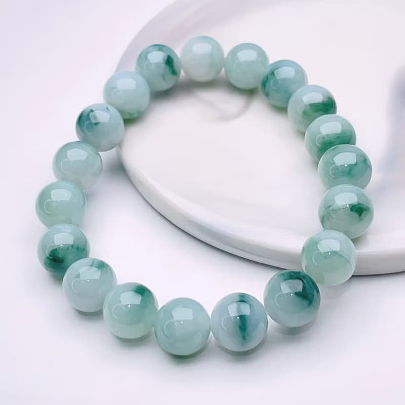 【好運連連】飄藍花翡翠手珠手鍊 | 天然緬甸玉A貨翡翠 | 送禮