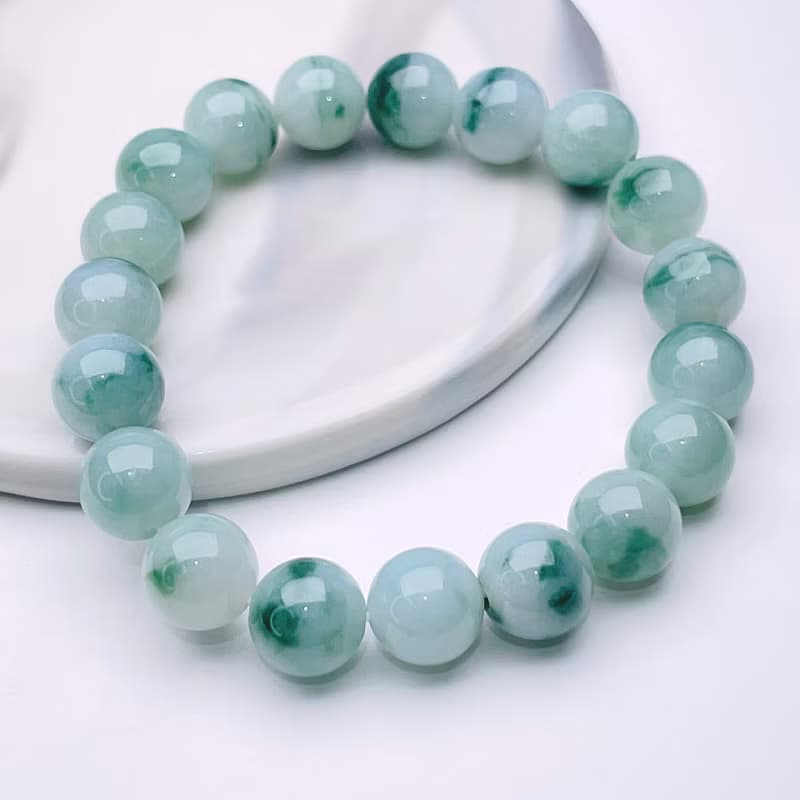 【好運連連】飄藍花翡翠手珠手鍊 | 天然緬甸玉A貨翡翠 | 送禮