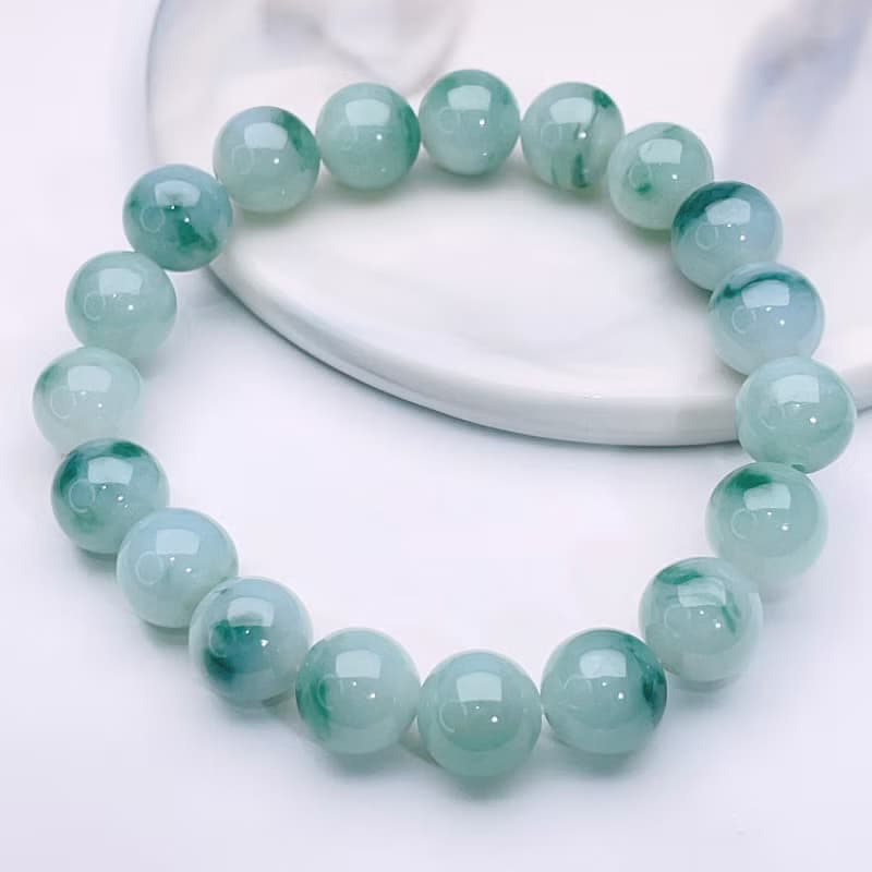 【好運連連】飄藍花翡翠手珠手鍊 | 天然緬甸玉A貨翡翠 | 送禮