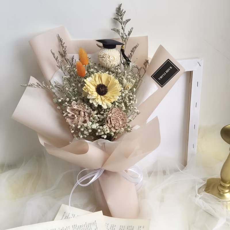 畢業花束/向日葵/滿天星乾燥花/木棉花乾燥花