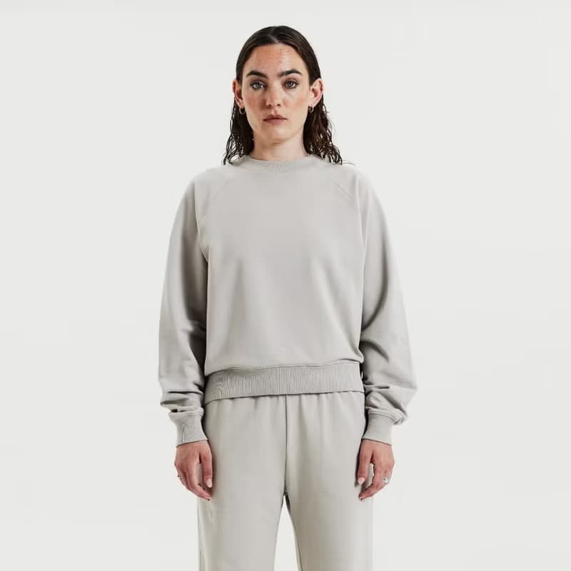 Bread & Boxers 女用寬鬆短版休閒衛衣 - 米灰