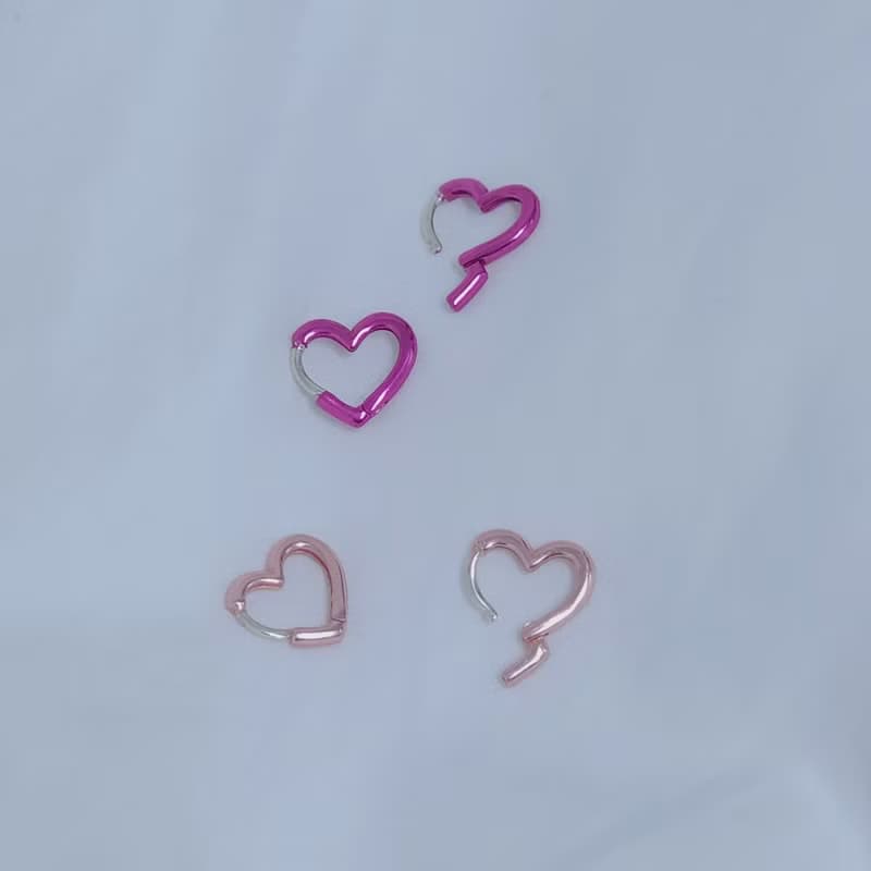 925 Silver heart color one-touch earring C.E 305
