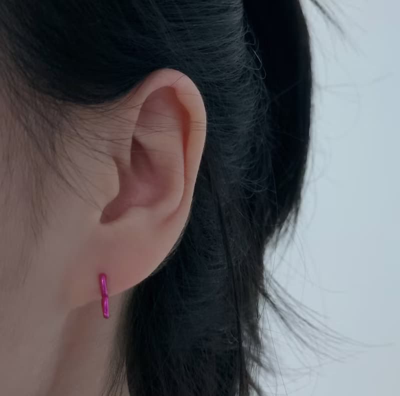 925 Silver heart color one-touch earring C.E 305