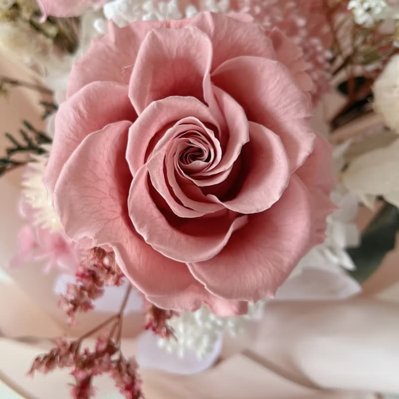 SEE 看見花藝設計 | 永生花 | 玫瑰 |  柔美粉索拉花束