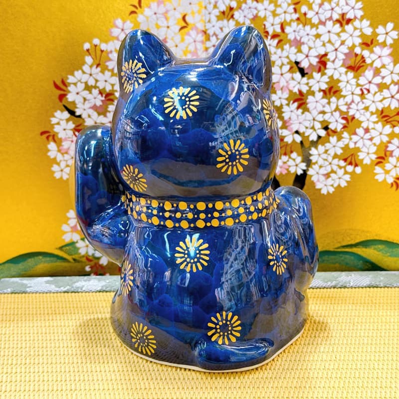 【青墨招福】日本清水燒招財貓 | 達摩花結晶 - 青墨招福