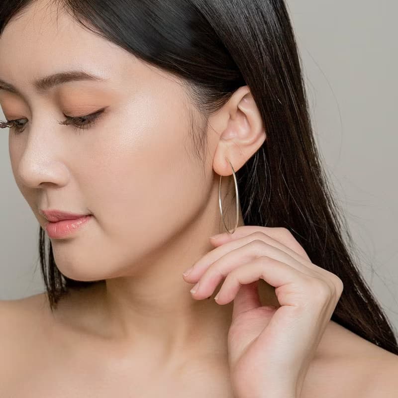 Thin Hoop Earrings 細線圈純銀耳環 圓圈 圈圈 大圈圈型純銀耳環
