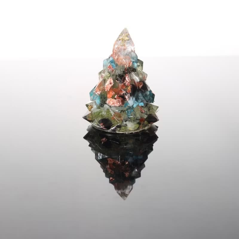 【畢業禮物】綠色玫瑰金箔水晶聖誕樹-奧剛能量樹/療癒綠寶石樹