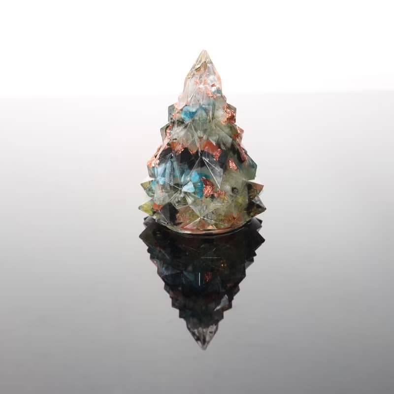 【畢業禮物】綠色玫瑰金箔水晶聖誕樹-奧剛能量樹/療癒綠寶石樹