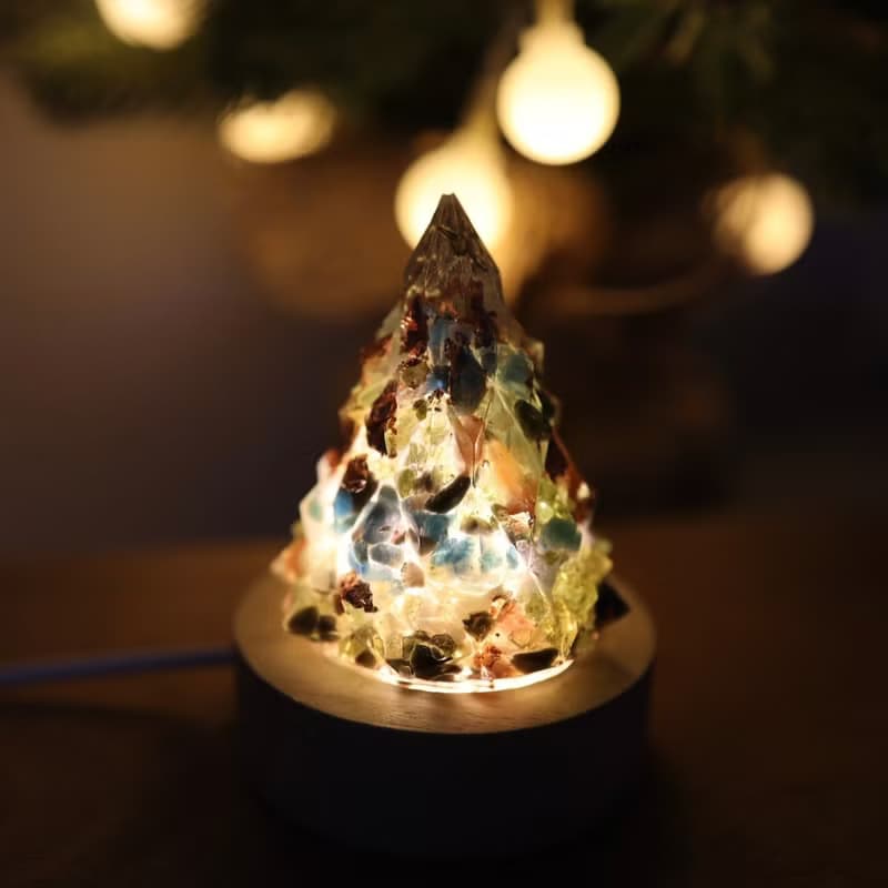【畢業禮物】綠色玫瑰金箔水晶聖誕樹-奧剛能量樹/療癒綠寶石樹