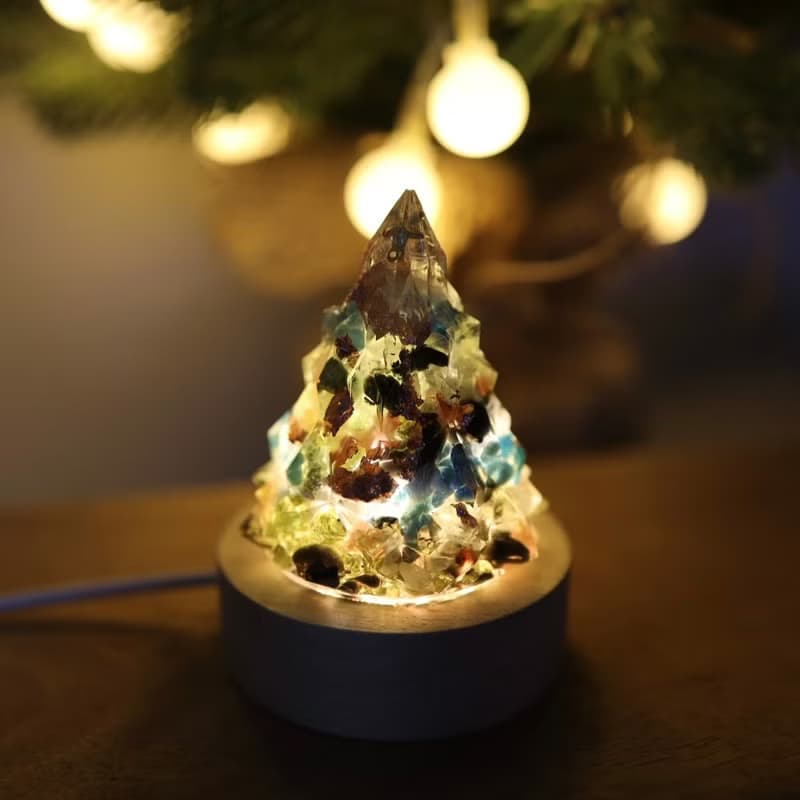 【畢業禮物】綠色玫瑰金箔水晶聖誕樹-奧剛能量樹/療癒綠寶石樹