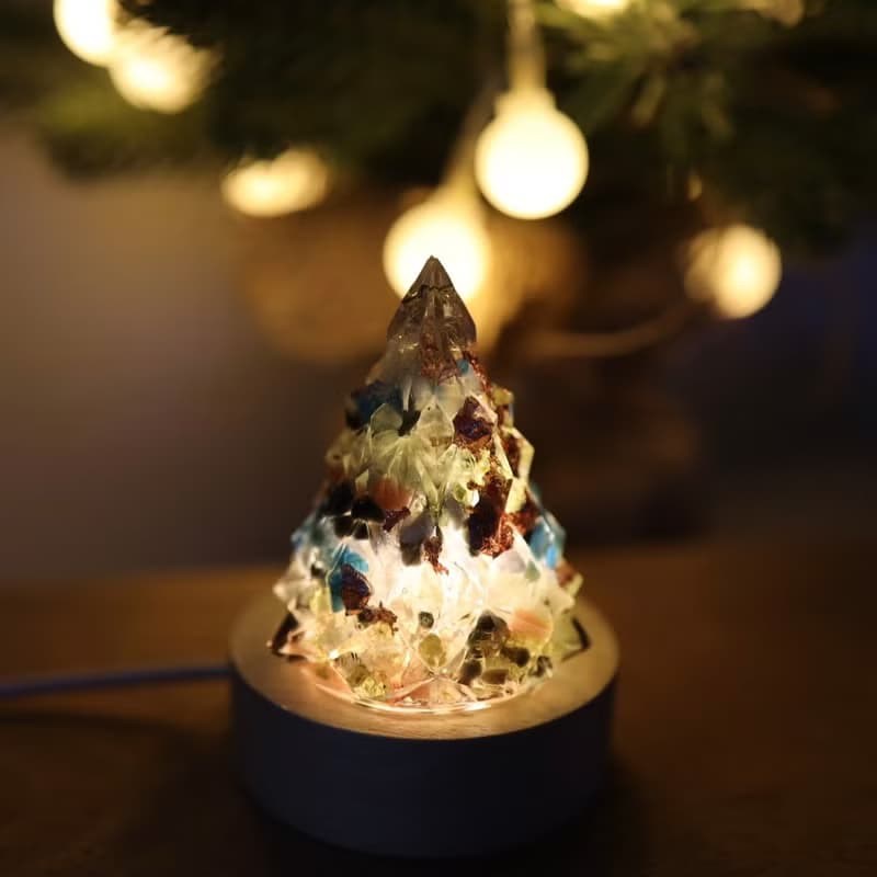 【畢業禮物】綠色玫瑰金箔水晶聖誕樹-奧剛能量樹/療癒綠寶石樹