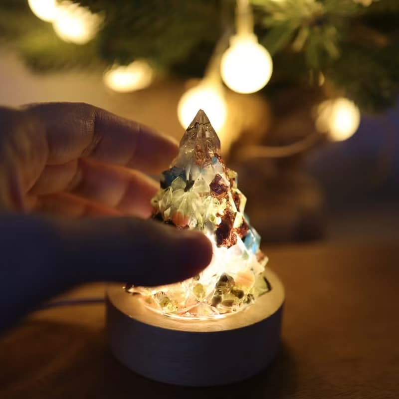 【畢業禮物】綠色玫瑰金箔水晶聖誕樹-奧剛能量樹/療癒綠寶石樹