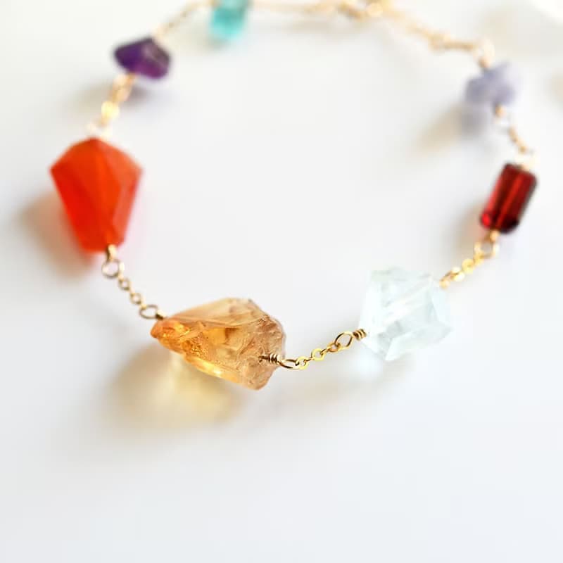 8種類天然石のブレスレット アメジスト シトリン ガーネット アパタイト タンザナイト クリソコラ カーネリアン