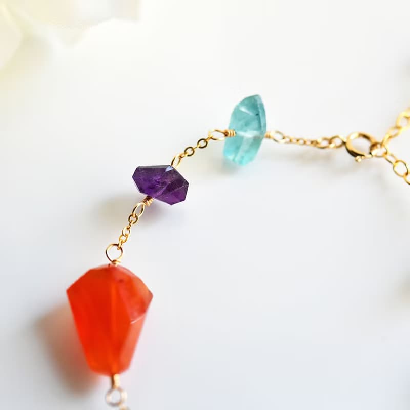 8種類天然石のブレスレット アメジスト シトリン ガーネット アパタイト タンザナイト クリソコラ カーネリアン