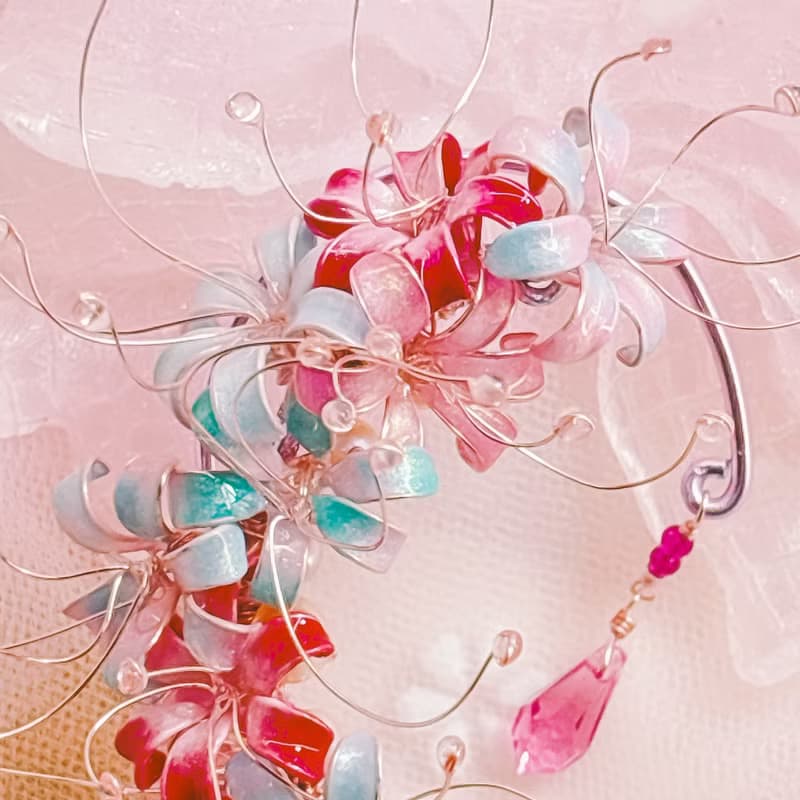 彼岸花耳掛式耳環 撞色療癒系耳飾 ear hook / ear cuffing