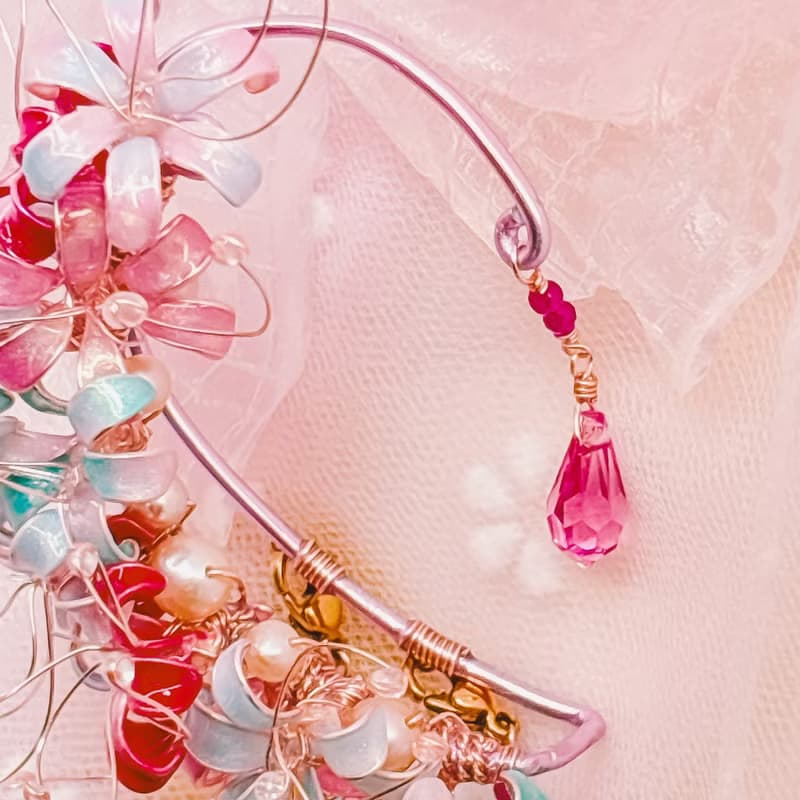 彼岸花耳掛式耳環 撞色療癒系耳飾 ear hook / ear cuffing