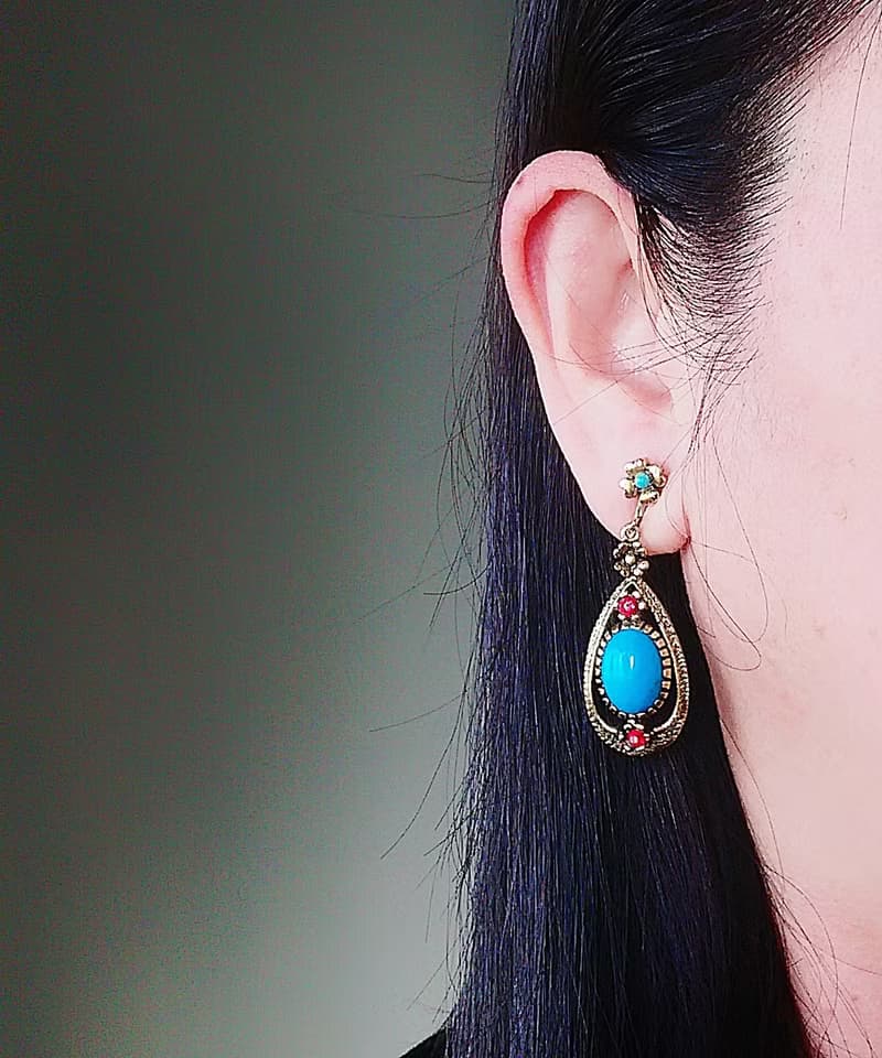 vintage jewelry Celebrity 典雅艷后風格吊墜 夾式耳環