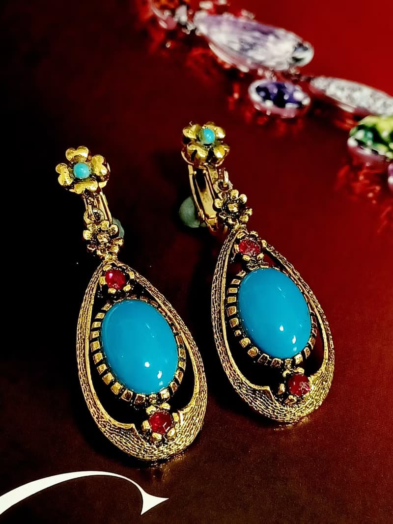 vintage jewelry Celebrity 典雅艷后風格吊墜 夾式耳環
