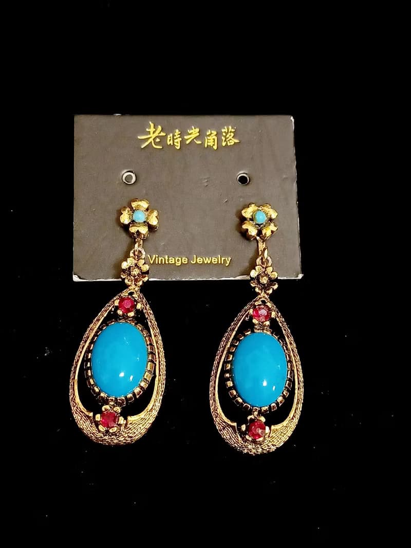 vintage jewelry Celebrity 典雅艷后風格吊墜 夾式耳環