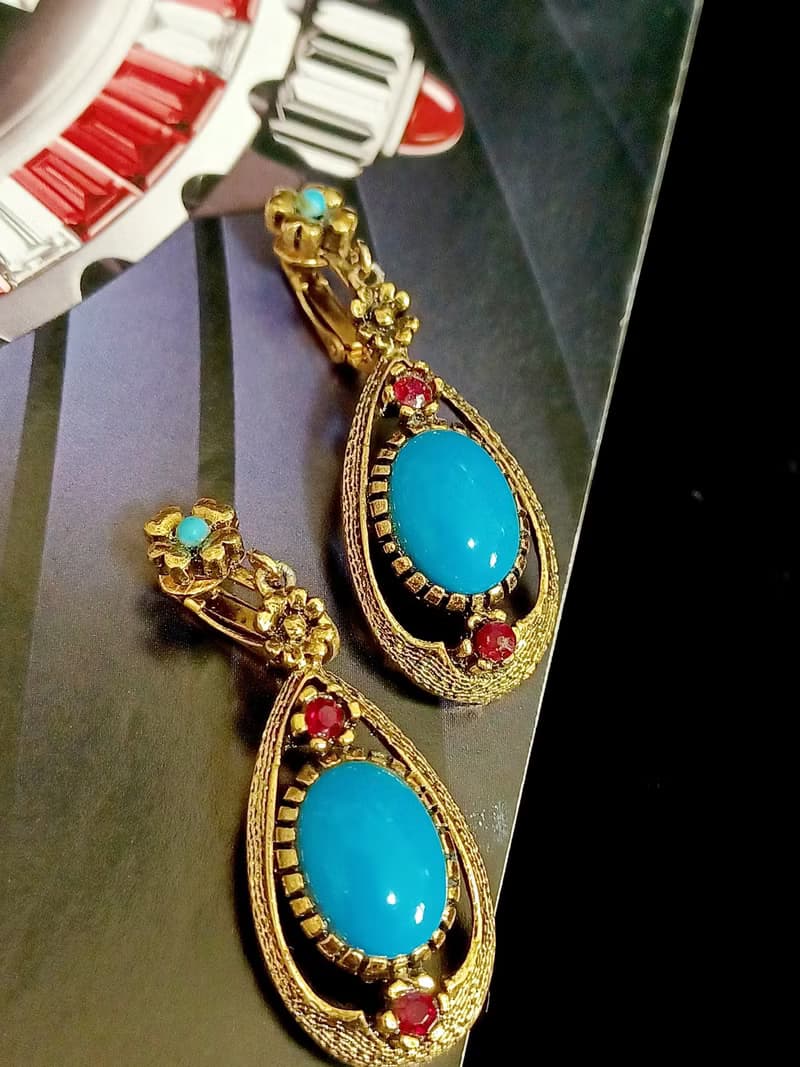 vintage jewelry Celebrity 典雅艷后風格吊墜 夾式耳環