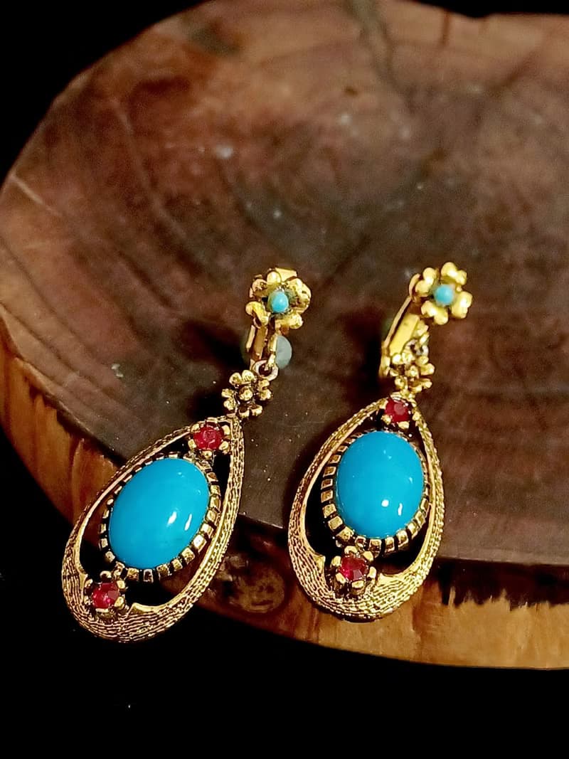 vintage jewelry Celebrity 典雅艷后風格吊墜 夾式耳環