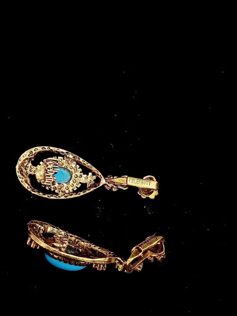 vintage jewelry Celebrity 典雅艷后風格吊墜 夾式耳環