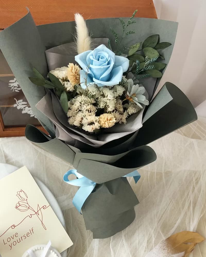 單朵永生玫瑰小花束 5色