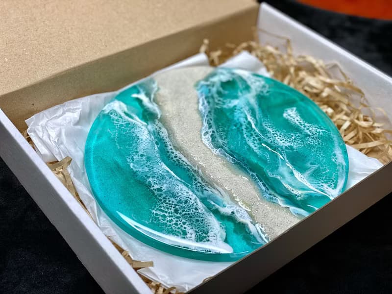 Ocean resin tray is aizen perfume tray. Decorative bathroom tray. 戒指 杯墊 結婚禮物