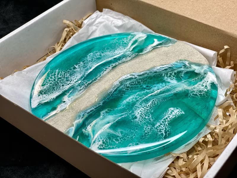Ocean resin tray is aizen perfume tray. Decorative bathroom tray. 戒指 杯墊 結婚禮物