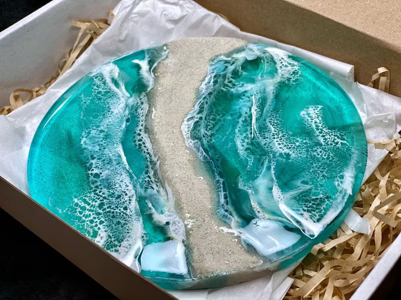 Ocean resin tray is aizen perfume tray. Decorative bathroom tray. 戒指 杯墊 結婚禮物